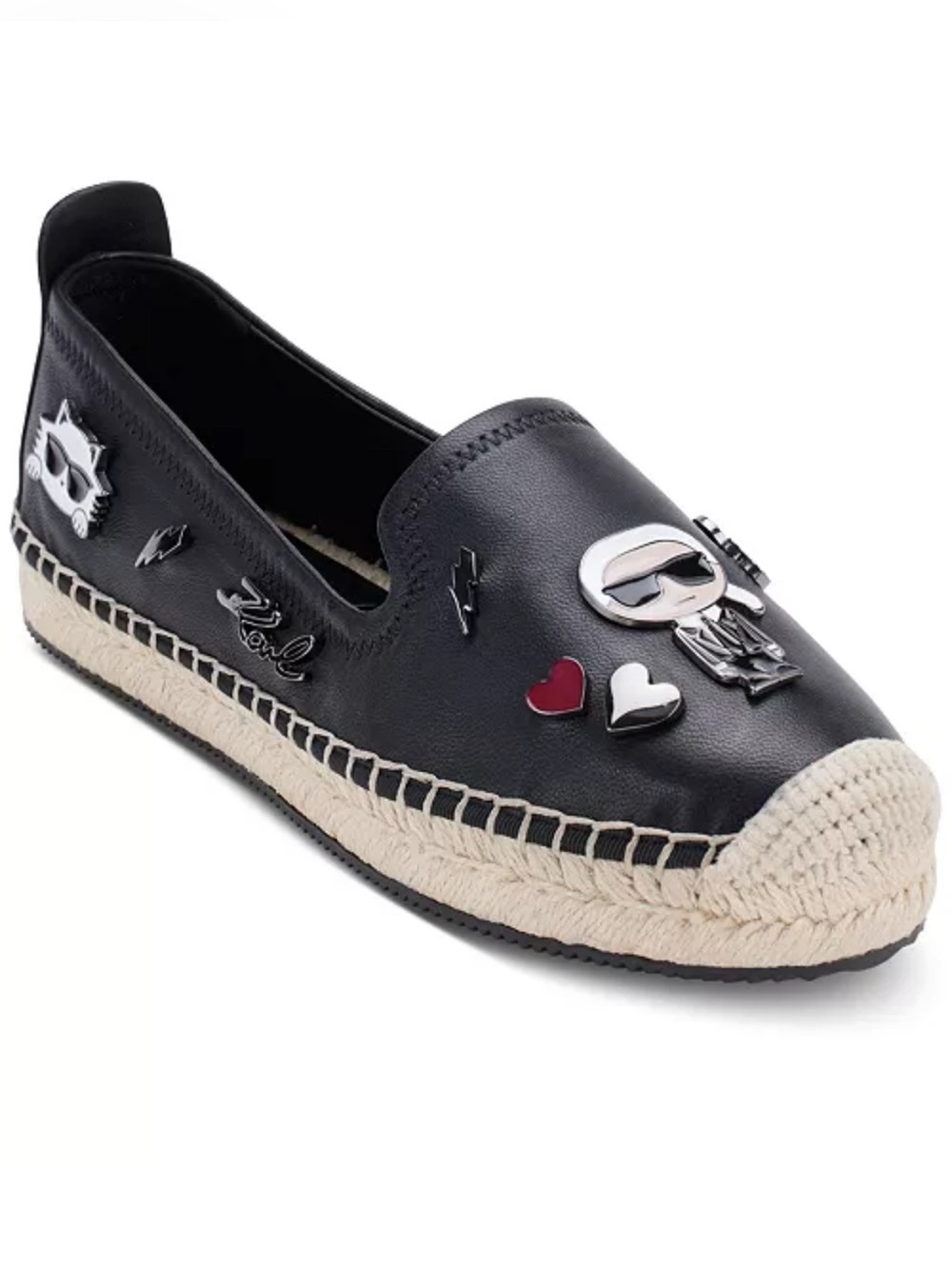 KARL LAGERFELD PARIS Women's Michaela Embellished Slip-On Espadrille Flats